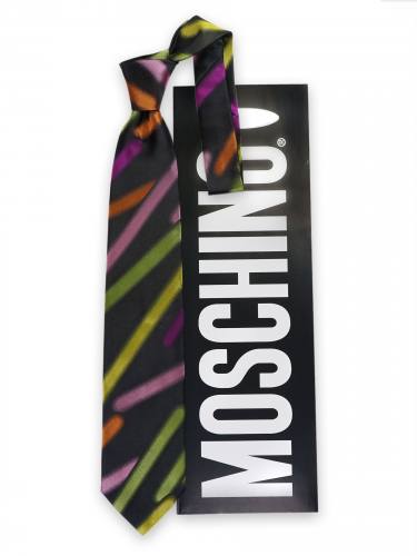 Черный галстук с разноцветными полосками Moschino 27701