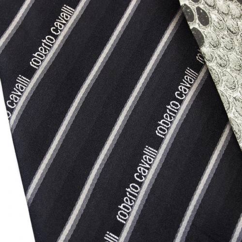 Элегантный черный галстук в полоску Roberto Cavalli 824884