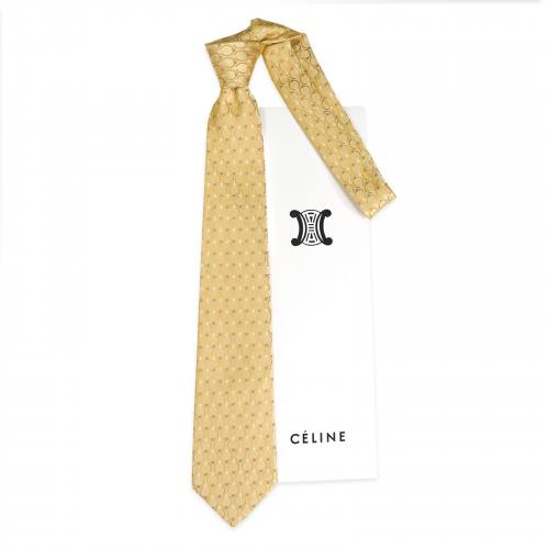 Стильный бежевый галстук в кружках Celine 853518