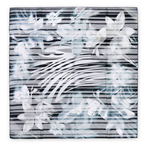 Черно-синий женский платок 90x90, шифон (100% полиэстер)  P19090042-Nv 