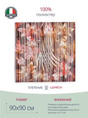 Коричнево-бордовый платок с цветком шифон P19090043-Nv