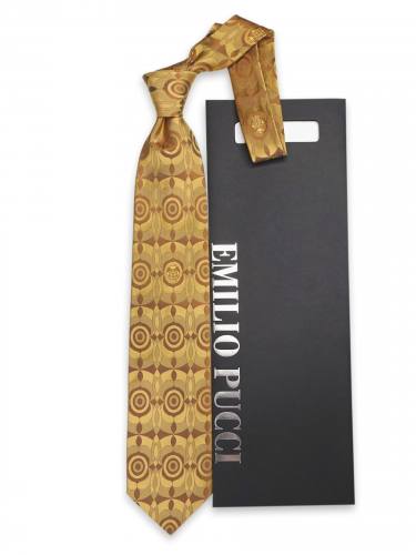 Красивый фактурный галстук с золотым оттенком Emilio Pucci 815370