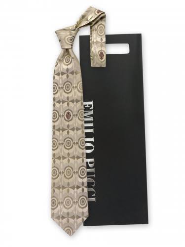 Бежевый галстук с красивым рисунком Emilio Pucci 815401