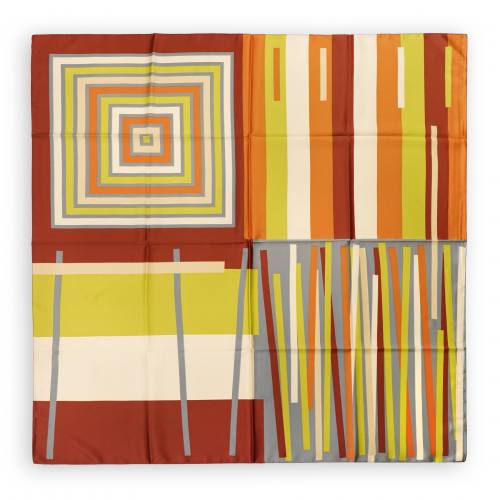 Платок с геометрическим рисунком 90x90, атлас (100% полиэстер), P29090013-Go
