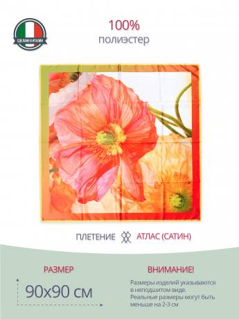 Платок 90x90, атлас с цветком (100% полиэстер),   P29090043-Go 