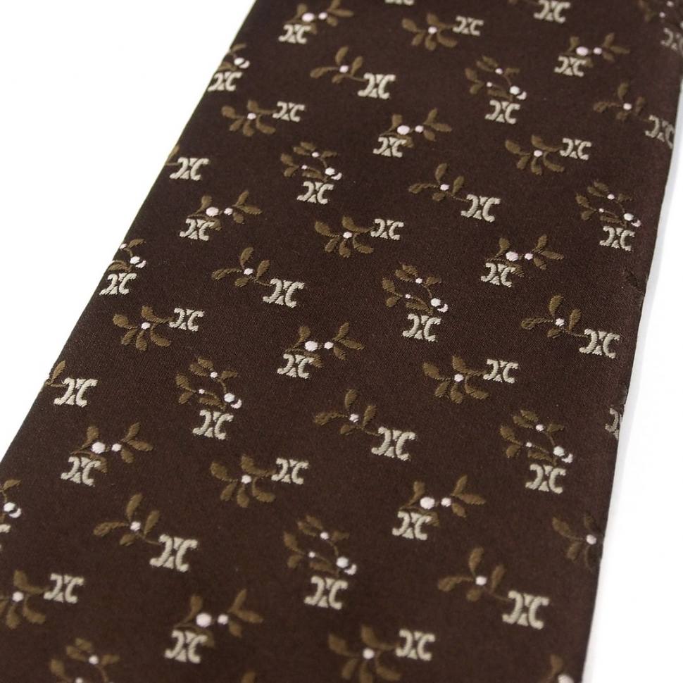 Темно-шоколадный шелковый галстук с узорами Celine 820492 – купить по цене  5 200 руб. в интернет-магазине shop-italy.ru