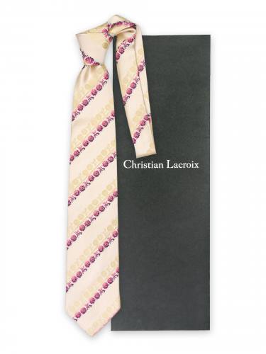 Бледно-лимонный галстук с яркими цветами Christian Lacroix 836054 